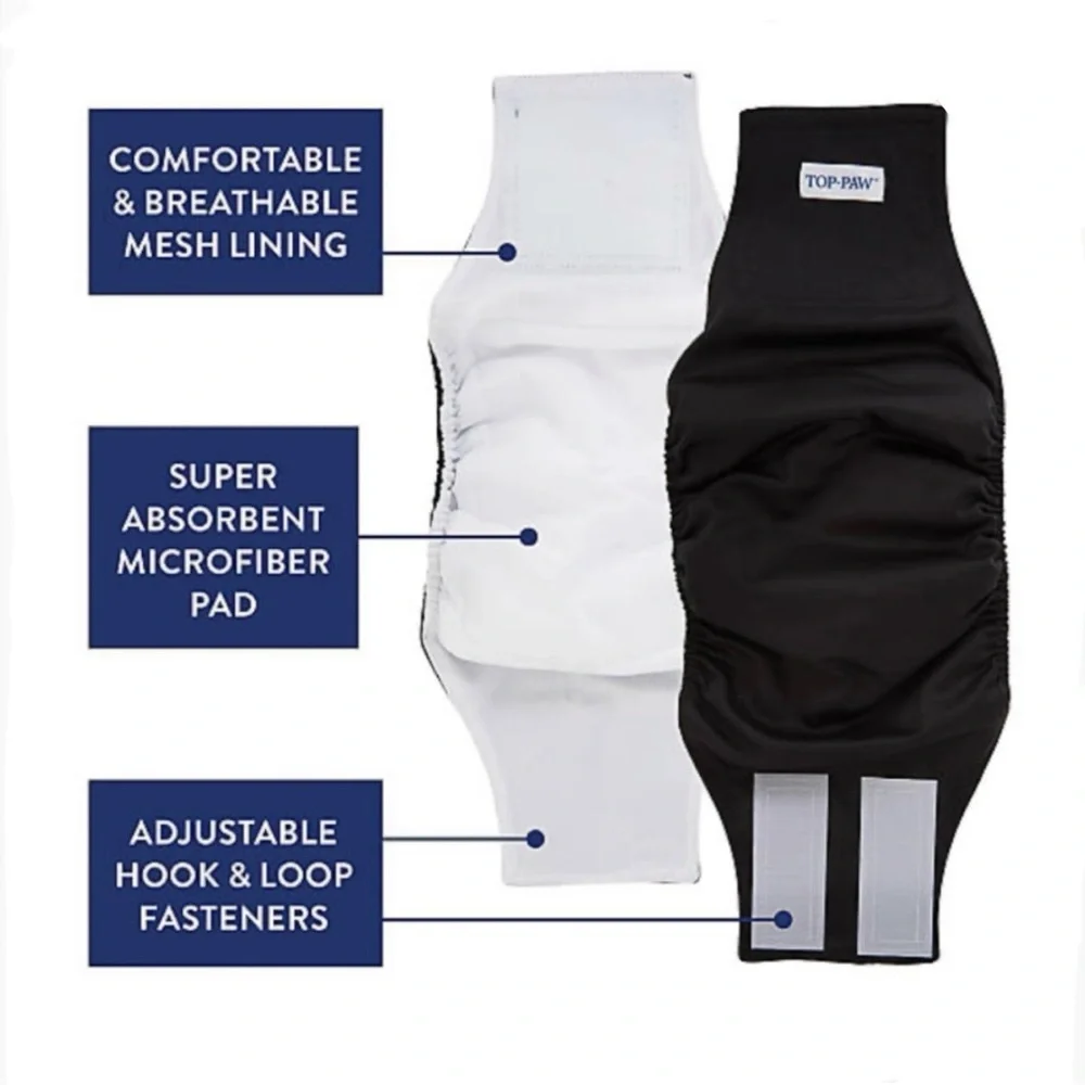 NWT 2 Top Paw Washable Male Wrap Cover-Ups and 28 Disposable Wraps Size Medium